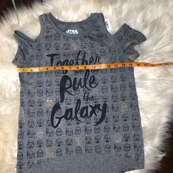 Star Wars cold shoulder hi low shirt girls LG - Picture 4 of 6